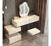 Ele - Set Vani illuminato con specchio Sto Der e sgabello imbottito, accessorio perfetto per la camera da letto per coppie e decorazioni per la casa