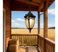 Ele Vinta s Outdoor Chlier - Lampada da soffitto a sospensione resistente alle intemperie per ingresso patio o cortile - Slish Farmhouse Plafoniera con catena (DD-G)