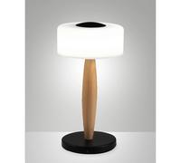 Fabas Luce Lampada da tavolo LED Elea, nero, altezza 29 cm, vetro, legno Fabas Luce
