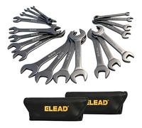 ELEAD Set di chiavi super sottili con estremità aperta, 19 pezzi, misure SAE e metriche, placcato al nichel CR-V, design ultra sottile, resistente alla corrosione, custodia arrotolabile durevole per