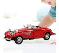 Eleage Auto Giocattolo Vintage da Tirare Indietro, Veicolo in Lega Resistente con Luce e Musica per Bambini, 16,5x6x4,5 Cm, Rosso//bianco (Rossa)