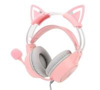 Eleage Cuffie da Gioco RGB Cat Ear con Orecchie staccabili. Cuffie Cablate per Giochi per PC e laptop. Utilizzano un Elegante Design Rosato