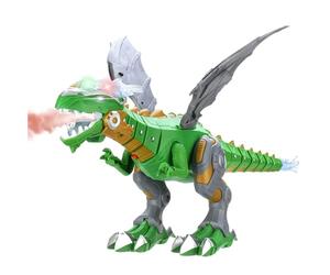 Eleage Giocattolo del Drago Robot Che Spruzza Nebulizzazione, Bambini Che Camminano con Dinosauro Sputa Fuoco Spruzzando Acqua con Luci e Suoni (Verde)