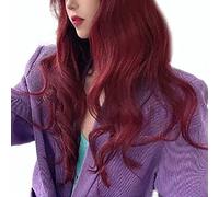 Eleage Parrucca a Onda Lunga con Frangia per Donna, Affascinanti Capelli Sintetici per L'uso Quotidiano Ed Eventi Cosplay, Materiale in Seta Ad Alta Temperatura (Vino Rosso)