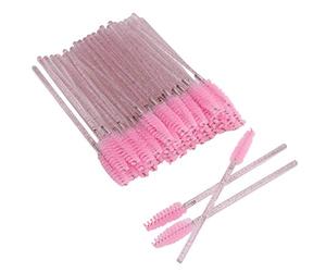 Eleage Set di Pennelli per Ciglia Usa e Getta 50 Pezzi, Strumento per Trucco in Nylon di Alta qualità Facile Applicazione, Portatile per i Viaggi, Sicuro e Non Tossico (Rosa)