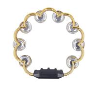 Eleage Tamburello a Doppia con Design Floreale, Strumento Manuale Durevole per Spettacoli di Feste, Educazione Musicale, Acciaio Inossidabile ABS, 1 unità (Oro)