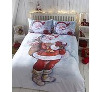 Eleanor James Parure di Biancheria da Letto Natalizia con Copripiumino e Federa, in Poliestere, Multicolore, per Letto Singolo, Motivo: Babbo Natale, Poliestere, Multi-Colour, King