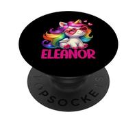 Eleanor - Unicorno colorato con nome personalizzato, per donne e PopSockets PopGrip Adesivo