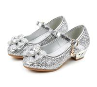 Eleasica Calzature per Bambini Punta Rotonda Carnevale | Scarpe da Principessa Tacco a Blocco Glitter Regali Scarpe per Costumi e Travestimenti Matrimoni Natale Capodanno Chiusa
