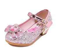 Eleasica Principessa Elsa Bambina Scarpe con Tacco Alto Ragazze Cenerentola Cerimonia Compleanno Sandali Paillettes Carnevale Partito Halloween Bimba Ballerine,Rosa 2,26