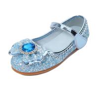 Eleasica Scarpe da Travestimento per Bambini Cenerentola Principessa Elsa Sandali per Bambine Punta Chiusa Basso Carnevale Antiscivolo Natale Halloween Compleanni Matrimonio,Blu,36 EU