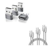 Elebase Adattatore da USB C a USB 4Pack e Cavetto USB-A USB-C 0.5/1/2/M,Filo Caricabatterie Carplay Auto Type C per Apple 16e 15,AirPods 3,iPad 10 11 Air 4 5 Mini 6 7 8,Samsung Galaxy Z Flip Fold,S25