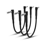 Elebase Cavi Patch per Chitarra per Pedali 15cm 3Pack,Cavo Jack 6,35mm Cavetto con Connettori Angolari per Strumenti Musicali TS Mono per Chitarra/Basso Pedaliera Effetti,Microfono Amp/Amplificatore