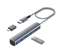 Elebase Hub USB 3.0 per PS5 PS4 Pro/Slim con Cavo 60 cm,4 Porte Sdoppiatore Adattatore Multiporta Alta velocità 5Gbps con OTG per MacBook,PC,iMac,Surface,Laptop,Desktop