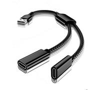 Elebase per Apple Watch 11 Adattatore USB Maschio a doppia USB C Femmina,Cavo Caricatore di Tipo A con Doppio splitter per MagSafe,iPhone 17 16 15 Pro Max,iPad 9 10 Air5 Mini 6,Galaxy A55 A54,M56 M36
