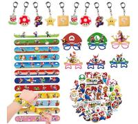 EleBikk Kit Compleanno Ma-rio, Gadget Compleanno Bambini, Compleanno Gadget, Tra Cui Include Maschere di Mario, Anelli Clap, Portachiavi e Adesivi