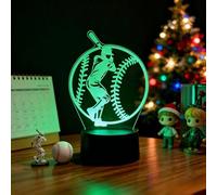 EleBikk Luce Notturna 3D Battitore di Baseball, Lampada LED con 7 Colori Cambiabili, Arredamento a Tema Giocatore di Baseball, Idea Regalo Perfetta per Ragazzi, Bambini e Appassionati di Baseball.