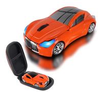 elec Space Mini mouse wireless con custodia, a forma di auto sportiva, leggero e portatile, portata 10 m, plug and play, arancione