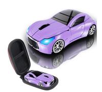 elec Space Mini mouse wireless con custodia, a forma di auto sportiva, leggero e portatile, portata 10 m, plug and play, viola