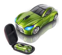 elec Space Mini mouse wireless con custodia, a forma di auto sportiva, leggero e portatile, portata 10 m, plug and play, verde