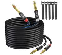 Elecan Cavo audio stereo doppio da 6,35 mm da 1/4 TS a doppio 1/4 TS, cavo di interconnessione, collegamento fisso, cavo di breakout mono con codifica a colori flessibile e durevole per altoparlanti,
