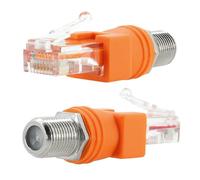Elecbee 2 Pezzi F femmina a RJ45 maschio coassiale barilotto accoppiatore adattatore RJ45 a RF connettore convertitore Adatto per la Maggior Parte dei tester di linea e Cercatori di linea