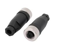 Elecbee 2 Pezzi M12 4 Pin femmina Connettore, A Codice Diritto Vite Giunto Non schermato Femmina 4 Pin M12 Connettore Attuatore Aviazione Spina, M12 4 Poli IP67 Impermeabile Connettore