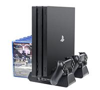 ElecGear PlayStation 4 Supporto Verticale Stand, Ventola di Raffreddamento, Base di Ricarica Doppio Charger con 12x Giochi Games Storage per DualShock 4 Controller e PS4, PS4 Slim, PS4 Pro