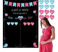 ELECLAND Gender Reveal - Gioco di votazione con 72 adesivi per votare ragazzo o ragazza, poster XL per rivelare il sesso dei bambini, giochi per feste di genere
