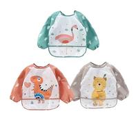 ElecMotive Set di 3 Bavaglino a Manica lunga Bavaglino Impermeabile Grembiule 6 a 36 mesi