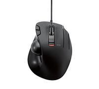 ELECOM-Japan brand- Wired Trackball Mouse Thumb Operated Model, Ergonomic Grip, Tilt Function, 6 Buttons, Black/M-XT3URBK