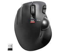 ELECOM-Japan Brand- Wireless Trackball Mouse for Left Hand, Thumb Operated Model, Ergonomic Grip, Tilt Function, 6 Buttons, Black/M-XT4DRBK