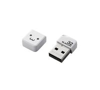 ELECOM Small USB Flash Drive 32GB USB2.0 with Strap Hole And cap [White] MF-SU2B32GWHF (Japan Import)