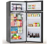 Electactic Mini frigorifero con congelatore, frigorifero compatto a 2 ante con 2 ripiani rimovibili, termostato regolabile a 3 livelli, silenzioso, efficiente per la cucina