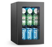 Electactic - Raffreddatore di vino per 12 bottiglie/48 lattine, mini porta in vetro per frigorifero con ripiani regolabili, visualizzazione digitale della temperatura, frigorifero piccolo non