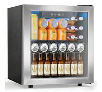 Electactic - refrigeratore per 48 lattine, 12 bottiglie di refrigeratore per vino con porta in vetro e acciaio inossidabile senza cuciture, display digitale della temperatura, mini frigorifero