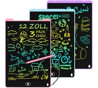 Electight 3 lavagne LCD da scrivania per bambini da 12 pollici, lavagnetta da pittura riutilizzabile, per bambini con pulsante di cancellazione, giocattoli per ufficio, scuola, casa (rosa + blu +