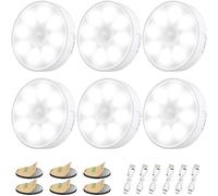 Electight Confezione da 6 luci con sensore di movimento per interni, 8 LED, ricaricabili tramite USB, lampada adesiva a LED con base magnetica, luce notturna a induzione 3000 K e batteria da 400 mAh,