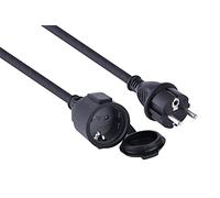 Electraline 01661 Prolunga 20 M da Cantiere in Gomma Neoprene per Esterni IP44, Cavo 20M H07RN-F 3G1.5, Presa con Coperchio Schuko, Nero