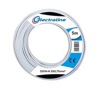 Electraline 10670 Piattina Divisibile 03VH-H, Sezione 2x0.75 mm, 5 mt, Bianco