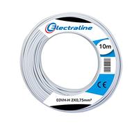 Electraline 10671 Piattina Divisibile 03VH-H, Sezione 2x0.75 mm, 10 mt, Bianco