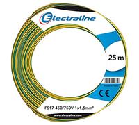 Electraline 13102 Cavo Unipolare FS17, Sezione 1 x 1.5 mm², Giallo/Verde, 25 m