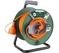 Electraline 200150-avvolgicavo per esterni, 50 mm, 1,5 m² cavo con interruttore 16 A IP 20, colore: rosso/nero