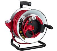 Electraline 208668 Avvolgitore da giardino professionale con prolunga in metallo con platino fisso, 40 m, H05VV-F 3G1.5m㎡, con guida per il cavo, rosso