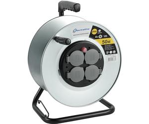 Electraline 208686 Avvolgitore Elettrico Cordless Professionale da Cantiere in Metallo 4 Prese Stagne IP44 da Cablare con Guida per il Cavo e Impugnatura Ergonomica e Pratica Super Solid, senza cavo