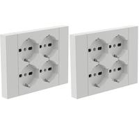 Electraline 22105 Multipresa da incasso Quadra 4 Posti Universali P40, compatibile con tutte le scatole da incasso 3 posti (muratura o cartongesso) (Confezione da 2)