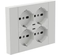 Electraline 22107 Multipresa da incasso Quadra 4 Posti Universali P40 + 2 USB-C, compatibile con tutte le scatole da incasso 3 posti (muratura o cartongesso)