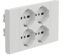 Electraline 22108 Multipresa da incasso Quadra 4 Posti Universali P40, compatibile con tutte le scatole da incasso 3 e 4 posti (muratura o cartongesso), Bianco