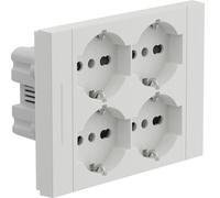 Electraline 22109 Multipresa da incasso Quadra 4 Posti Universali P40, compatibile con tutte le scatole da incasso 3 posti, Con interruttore/Deviatore, Bianco