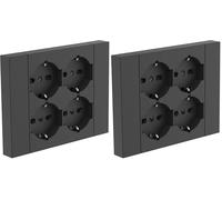 Electraline 22115 Multipresa da incasso Quadra 4 Posti Universali P40, compatibile con tutte le scatole da incasso 3 posti (muratura o cartongesso) (Confezione da 2)